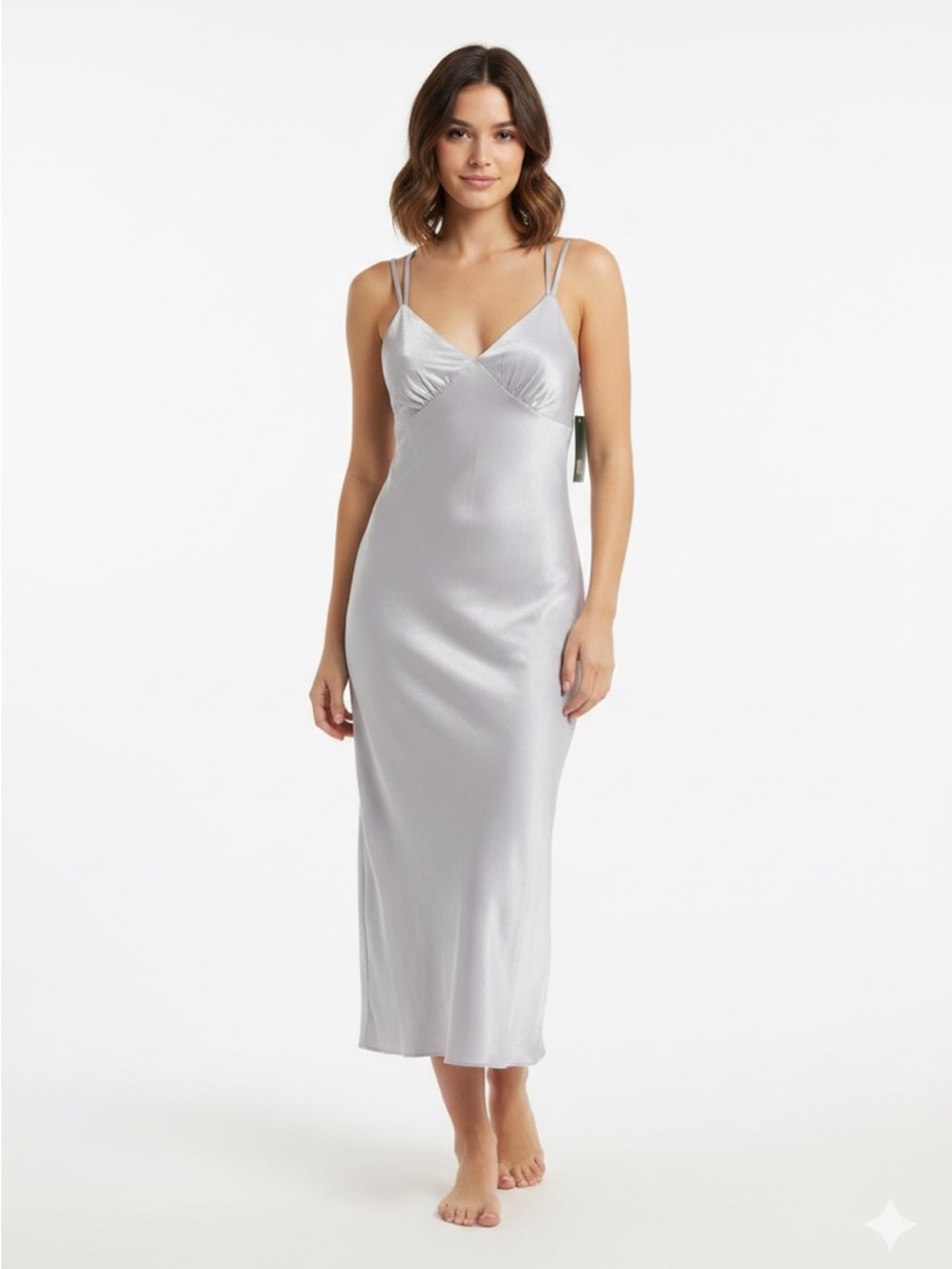 wild fable Silver Satin Slip Dress - Picture 1 of 5